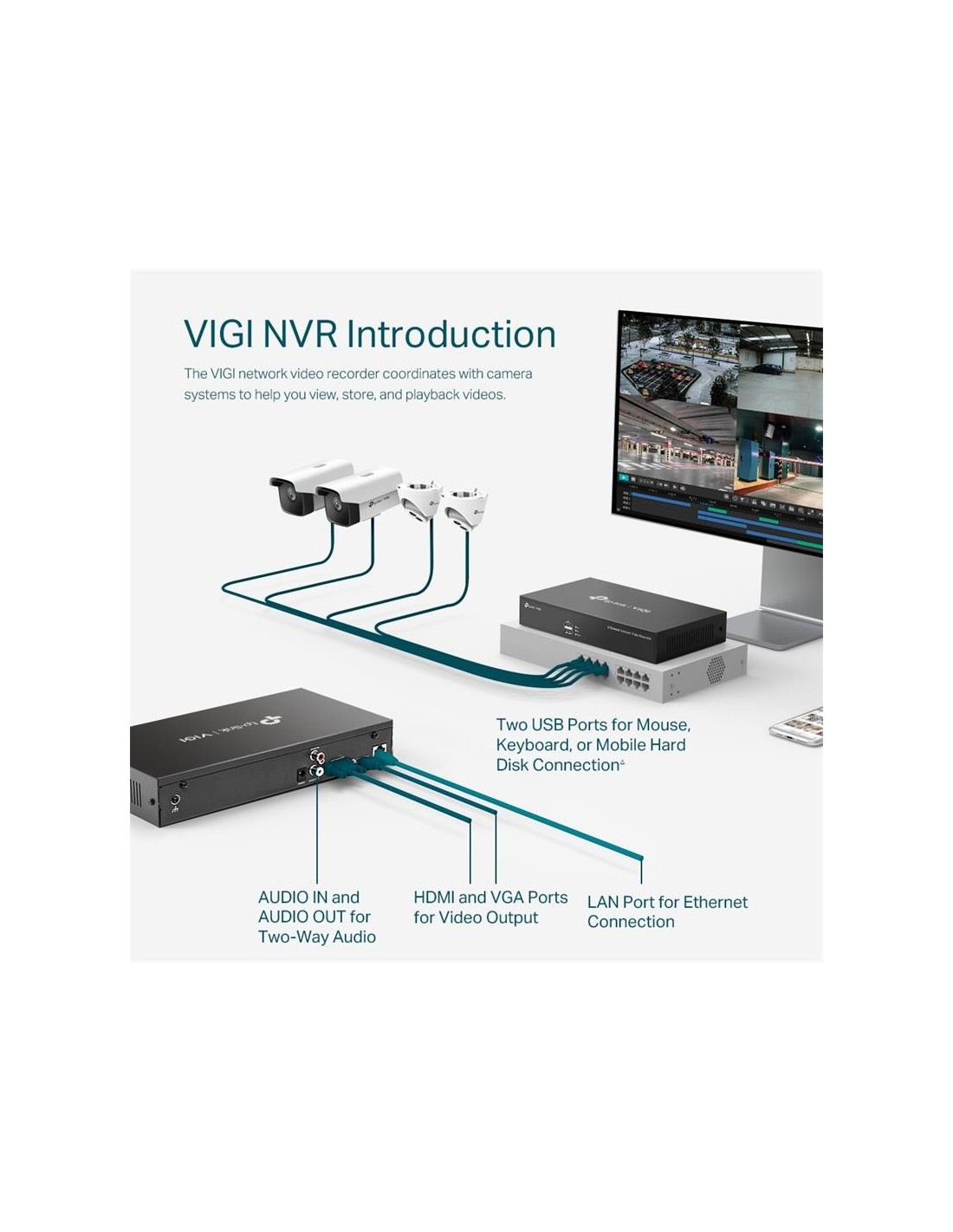 GRABADOR IP NVR TP-LINK VIGI 8 CH IP 1HDD H265+