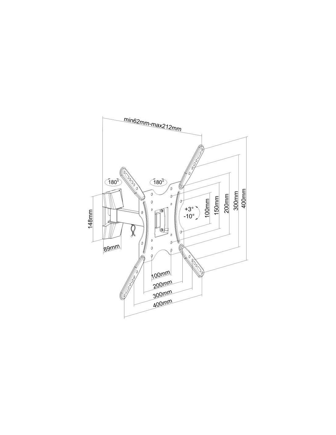 SOPORTE PARED TV MONITOR AISENS INCLINABLE GIRATORIO 32-55 30KG BLACK