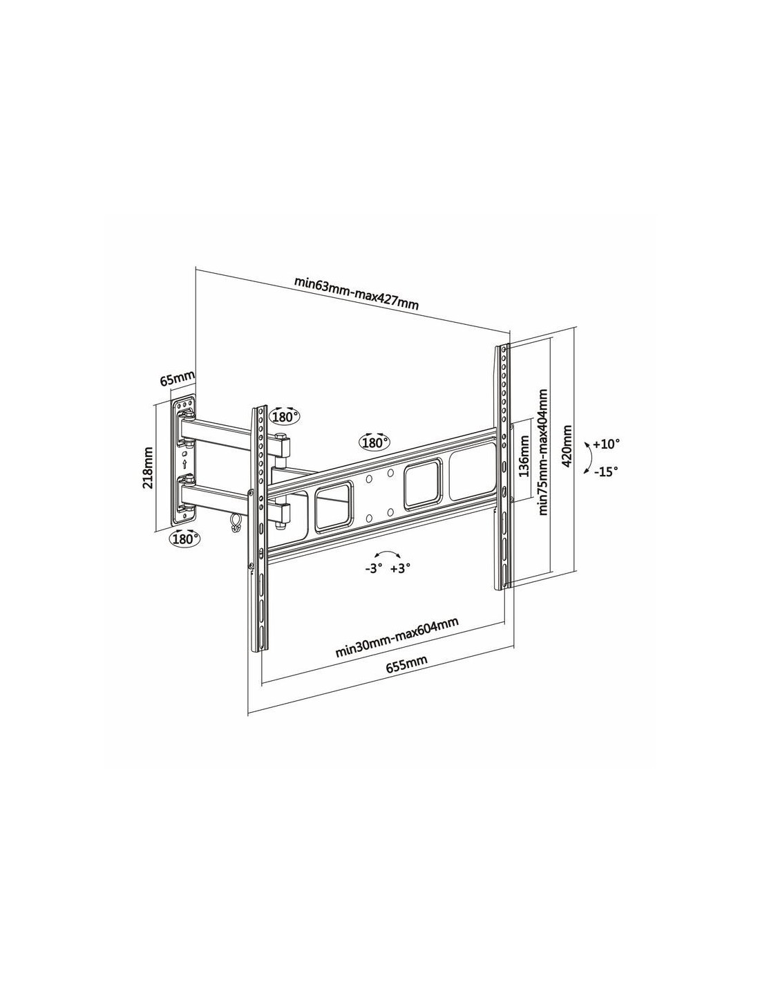 SOPORTE PARED TV MONITOR AISENS 37-70 35KG BLACK