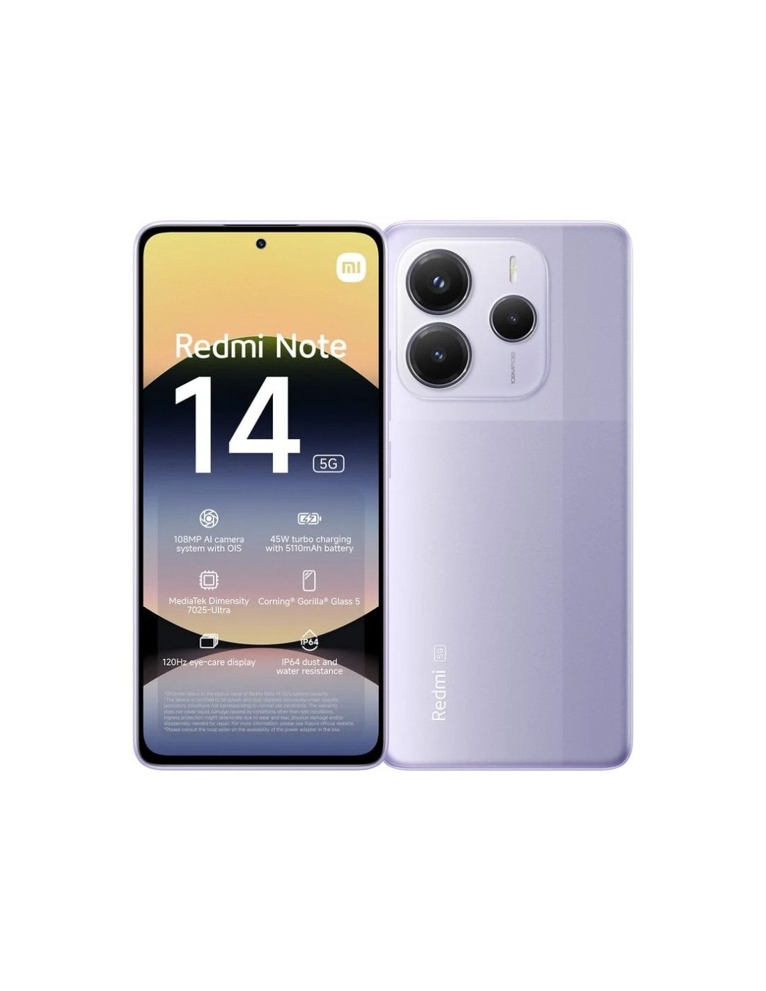 SMARTPHONE XIAOMI REDMI NOTE 14 6.67 6GB/128GB/108MP/NFC/5G PURPLE
