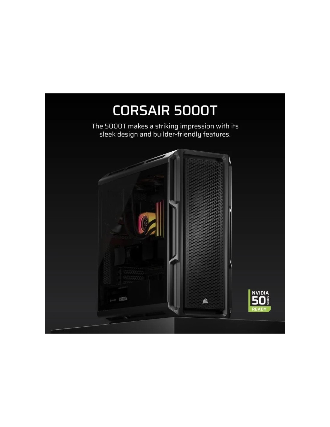 CAJA ORDENADOR GAMING CORSAIR 5000T CRISTAL TEMPLADO BLACK