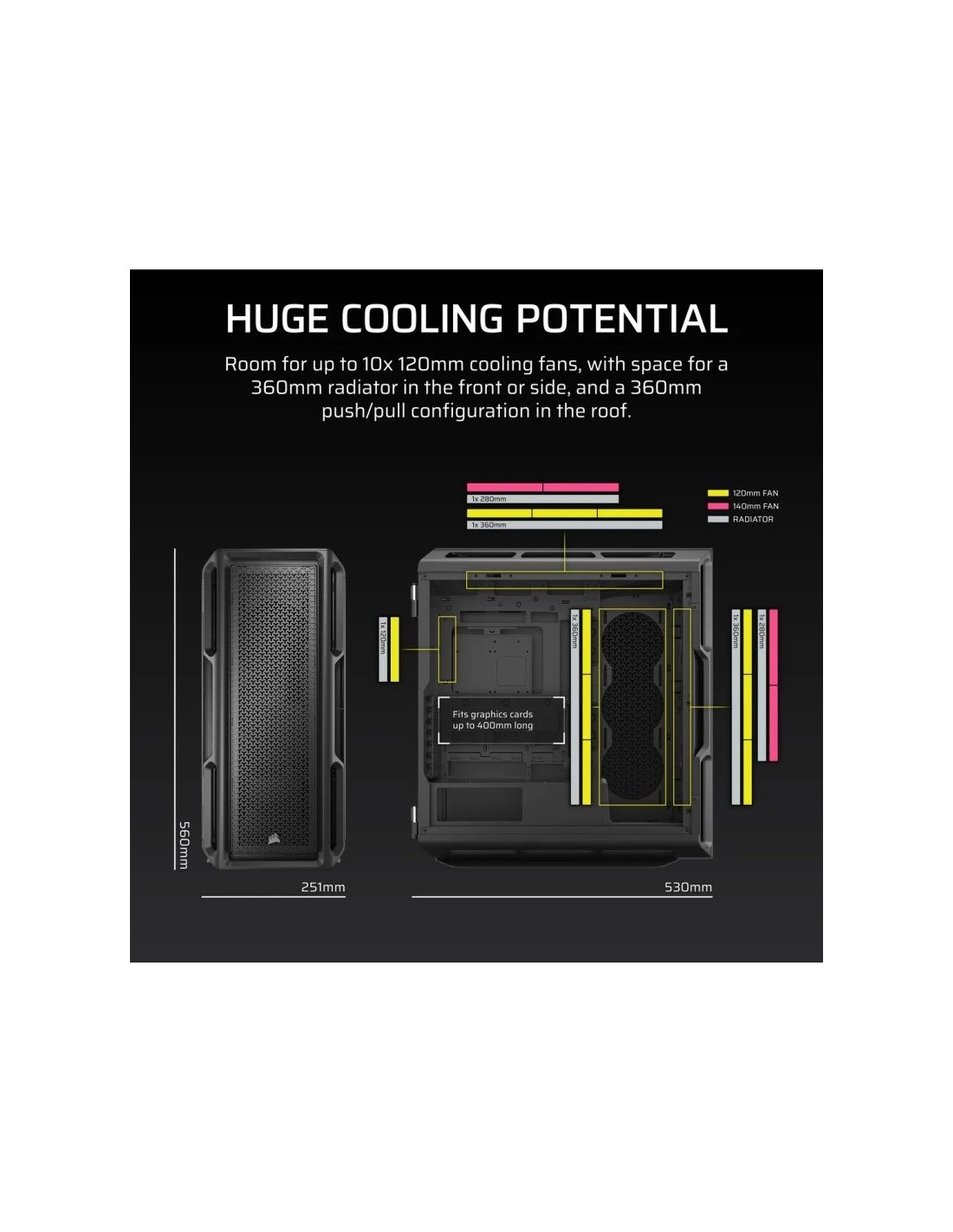 CAJA ORDENADOR GAMING CORSAIR 5000T CRISTAL TEMPLADO BLACK