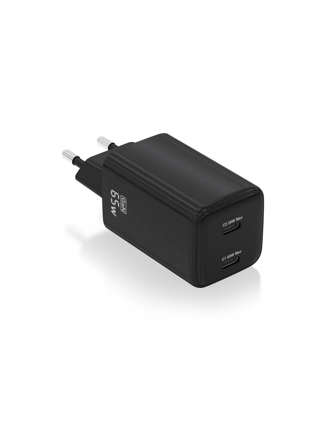 CARGADOR DE PARED AISENS GAN 2XUSB-C 65W BLACK
