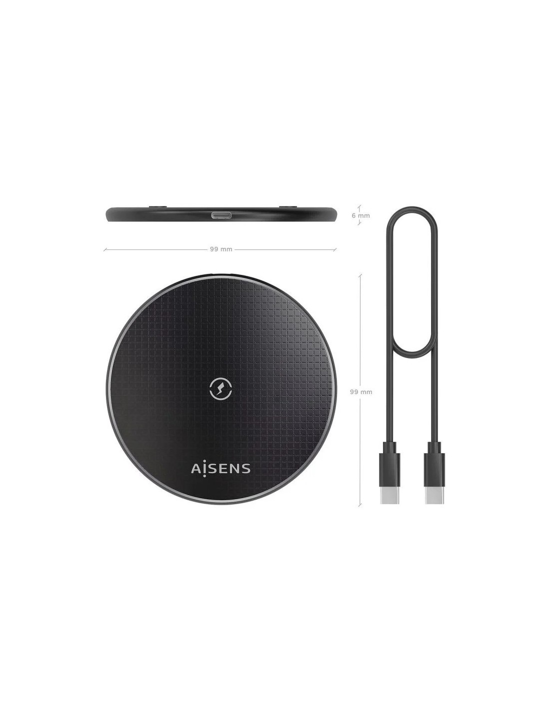 BASE DE CARGA AISENS WIRELESS SMARTPHONE 15W BLACK