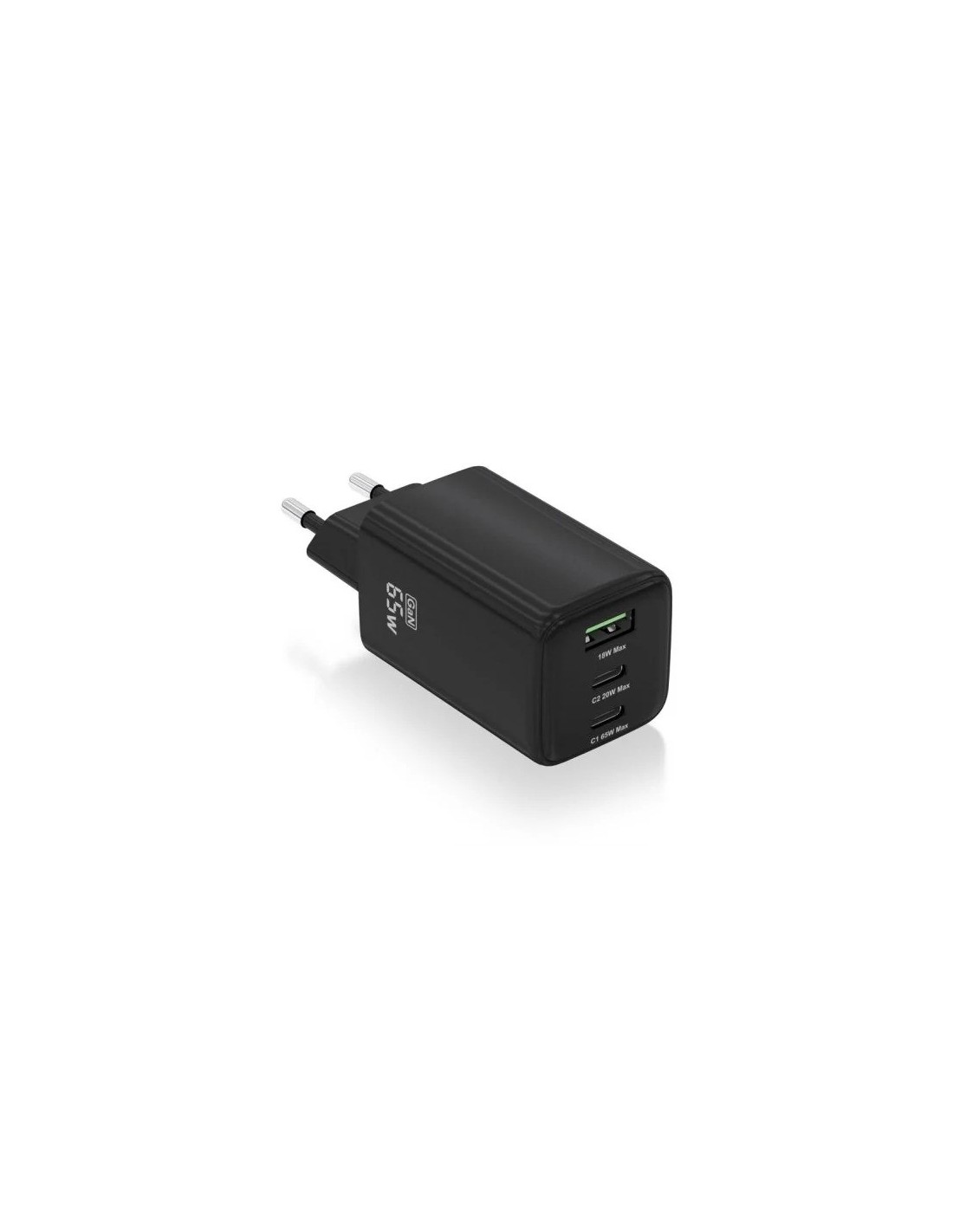 CARGADOR DE PARED AISENS GAN 2XUSB-C/USB-A 65W BLACK