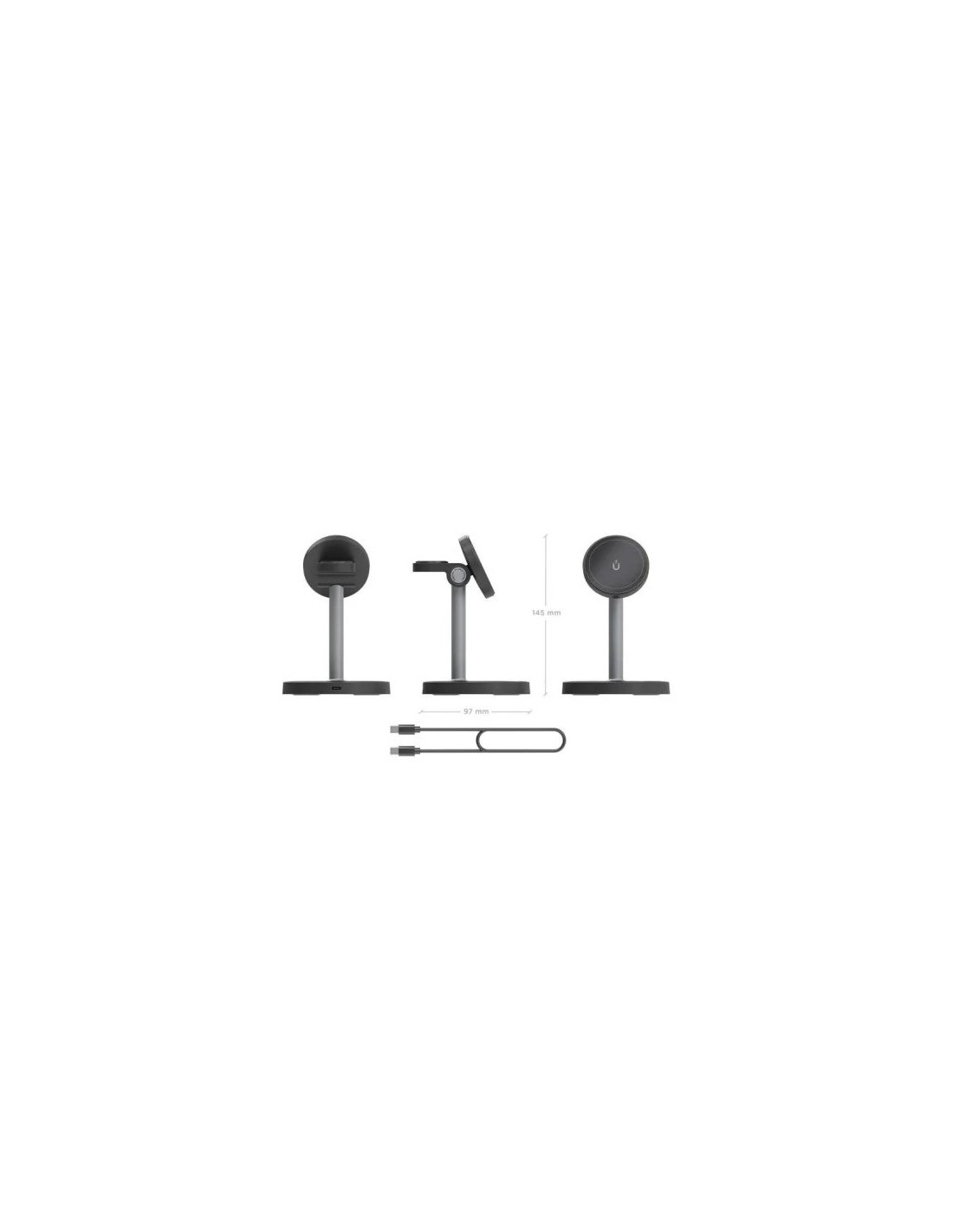 BASE CARGADOR AISENS SMARTPHONE/APPLE WATCH/AURICULARES WIRELESS QI2 15W USB-C BLACK