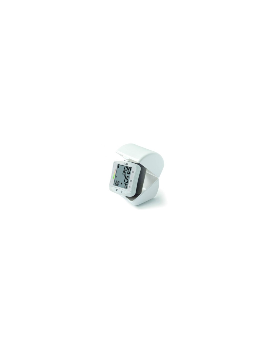 TENSIOMETRO DE MUÍ?ECA LAICA GRAN PANTALLA LCD MIDE PRESION ARTERIAL FRECUENCIA CARDIACA 60 REGISTROS PARA 2 PERSONAS ESTUCHE RE
