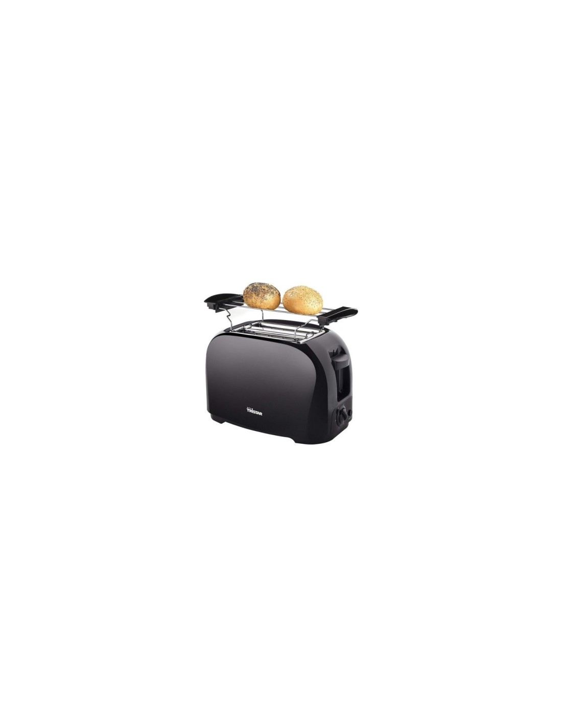 TOSTADOR DE PAN TRISTAR 800W 2 RANURAS CORTAS 6 NIVELES DE TOSTADO CALIENTA PANECILLO NEGRO BR-1025