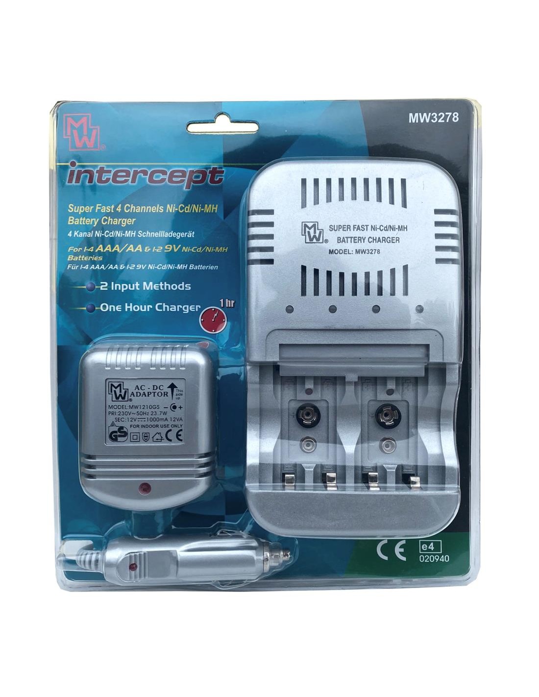 Minwa MW3278 Cargador rÃ¡pido para pilas AA/AAA/9V