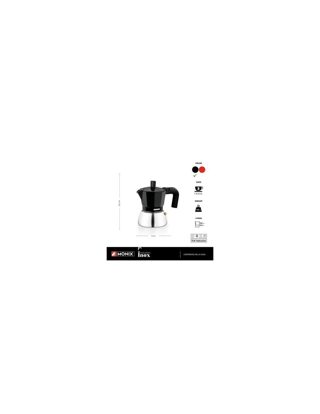 Monix M863003 cafetera manual Cafetera italiana 0,195 L Negro