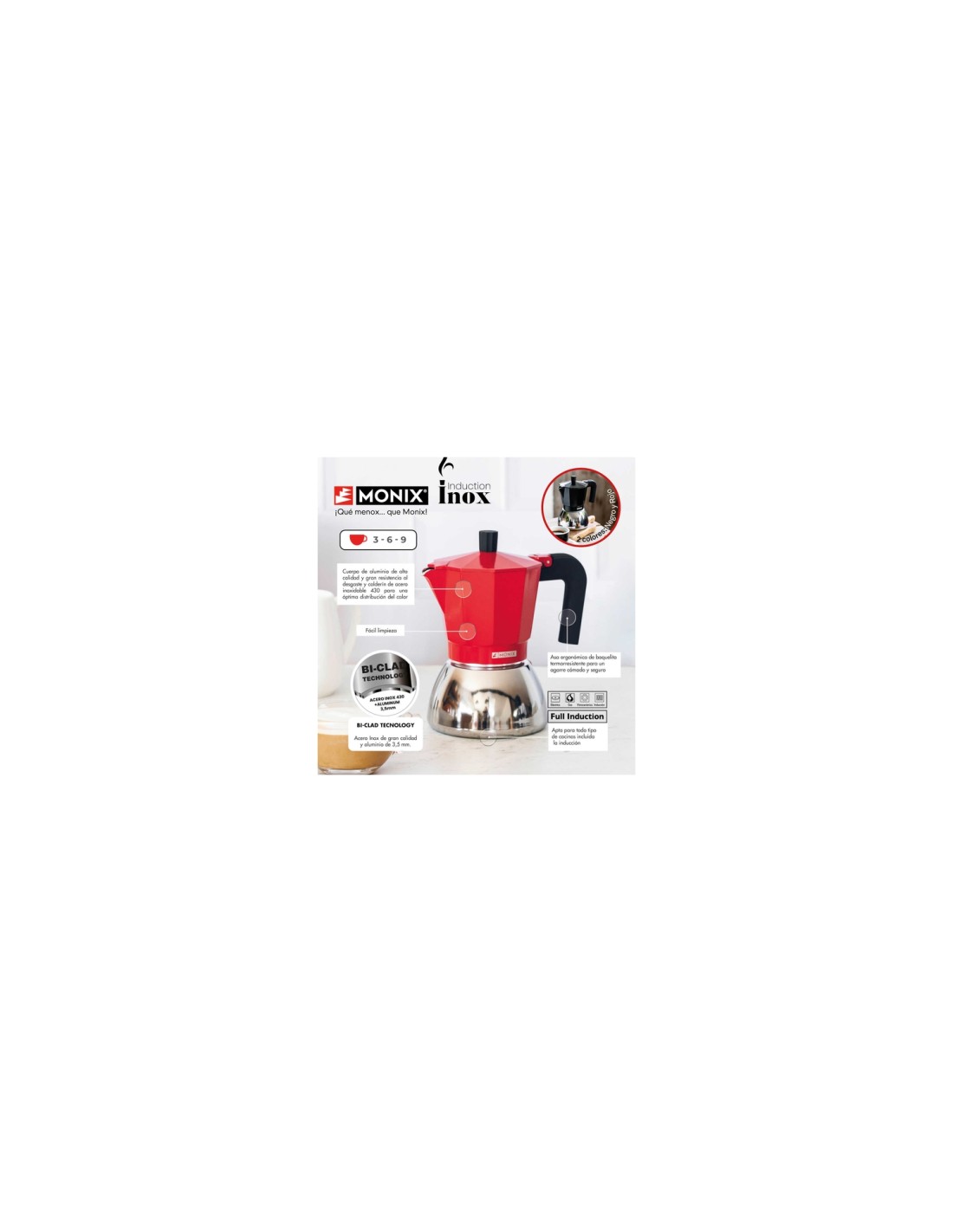 Monix M863109 cafetera manual Cafetera italiana 0,47 L Rojo