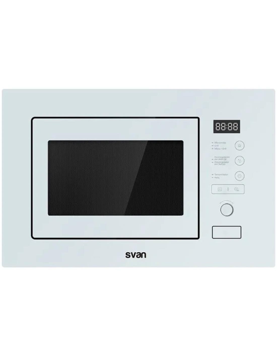 Svan SMWI2800DGB Microondas con Grill de IntegraciÃ³n 20 Litros 800 W Blanco Display Led