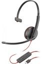 POLY Auriculares monoaurales Blackwire 3210 USB-C + Adaptador USB-C/A