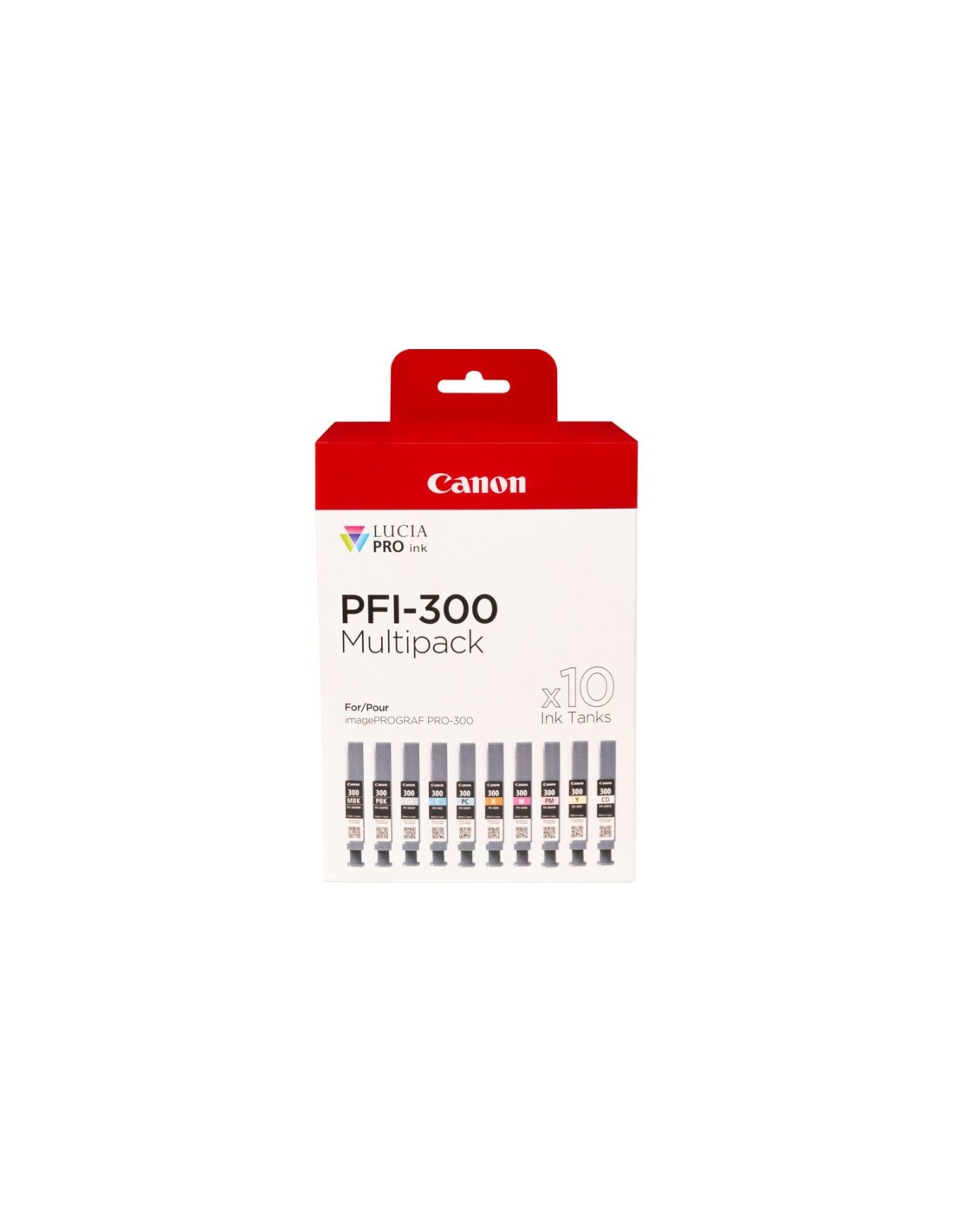 Canon PFI-300 cartucho de tinta 10 pieza(s) Original Negro, Azul, Cian, Gris, Magenta, Foto negro, Foto magenta, Rojo, Amarillo