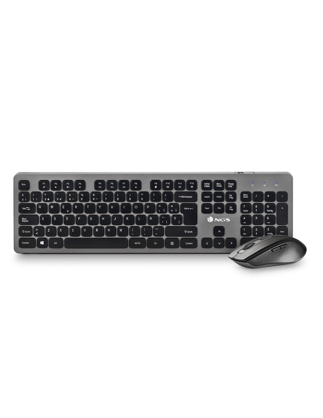NGS IDOL KIT teclado Ratón incluido RF inalámbrico QWERTY Negro, Plata