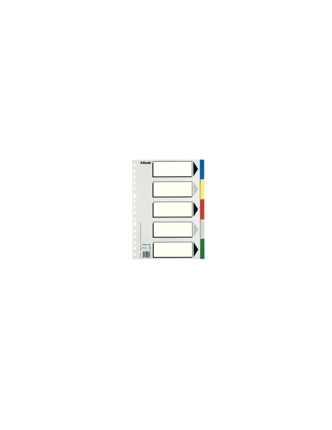 Esselte 11609 lengüeta de índice Separador en blanco con pestaña Cartón, Polipropileno (PP) Multicolor