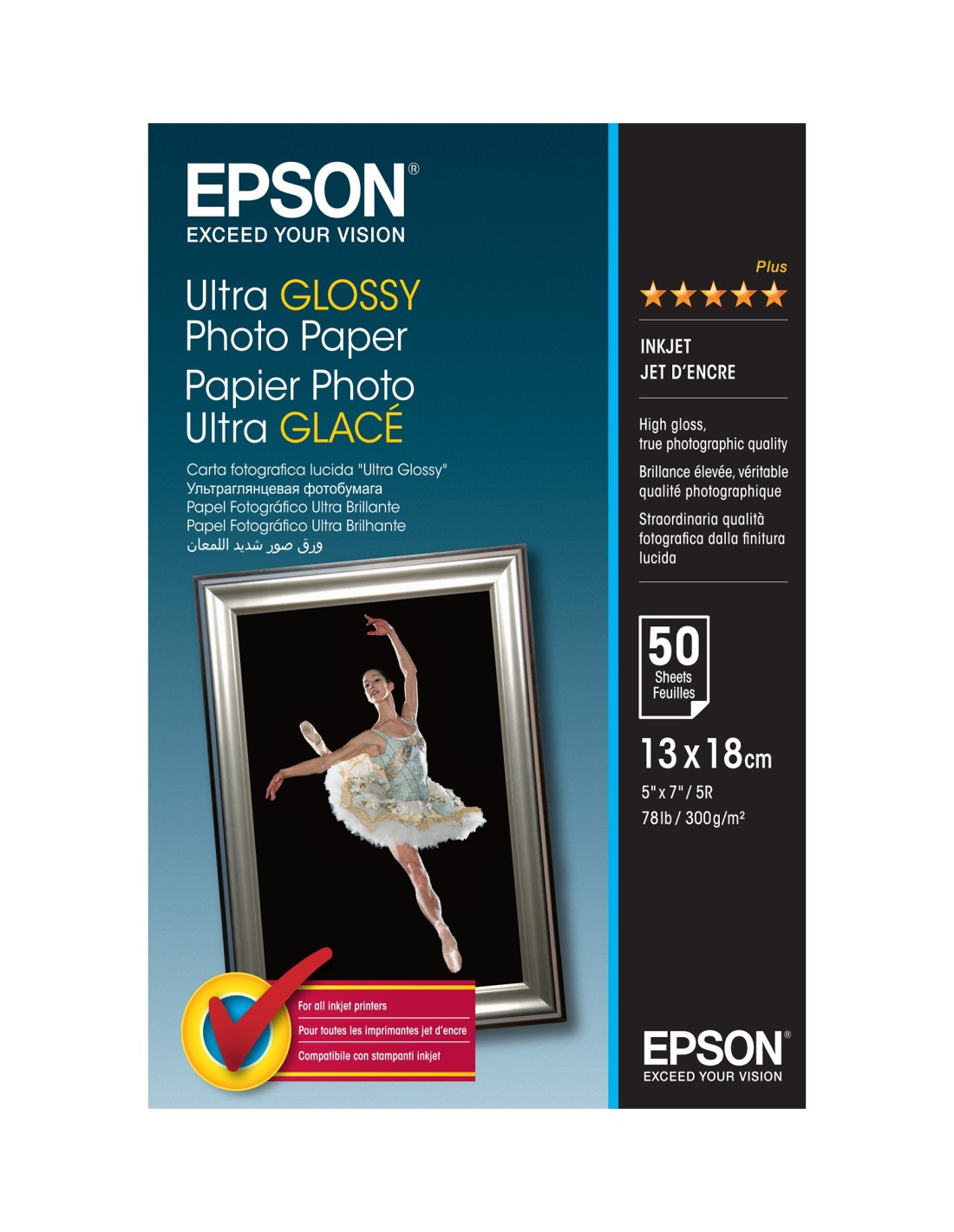 Papel Epson Ultra Glossy Photo Paper - 13x18cm - 50 Hojas C13S041944
