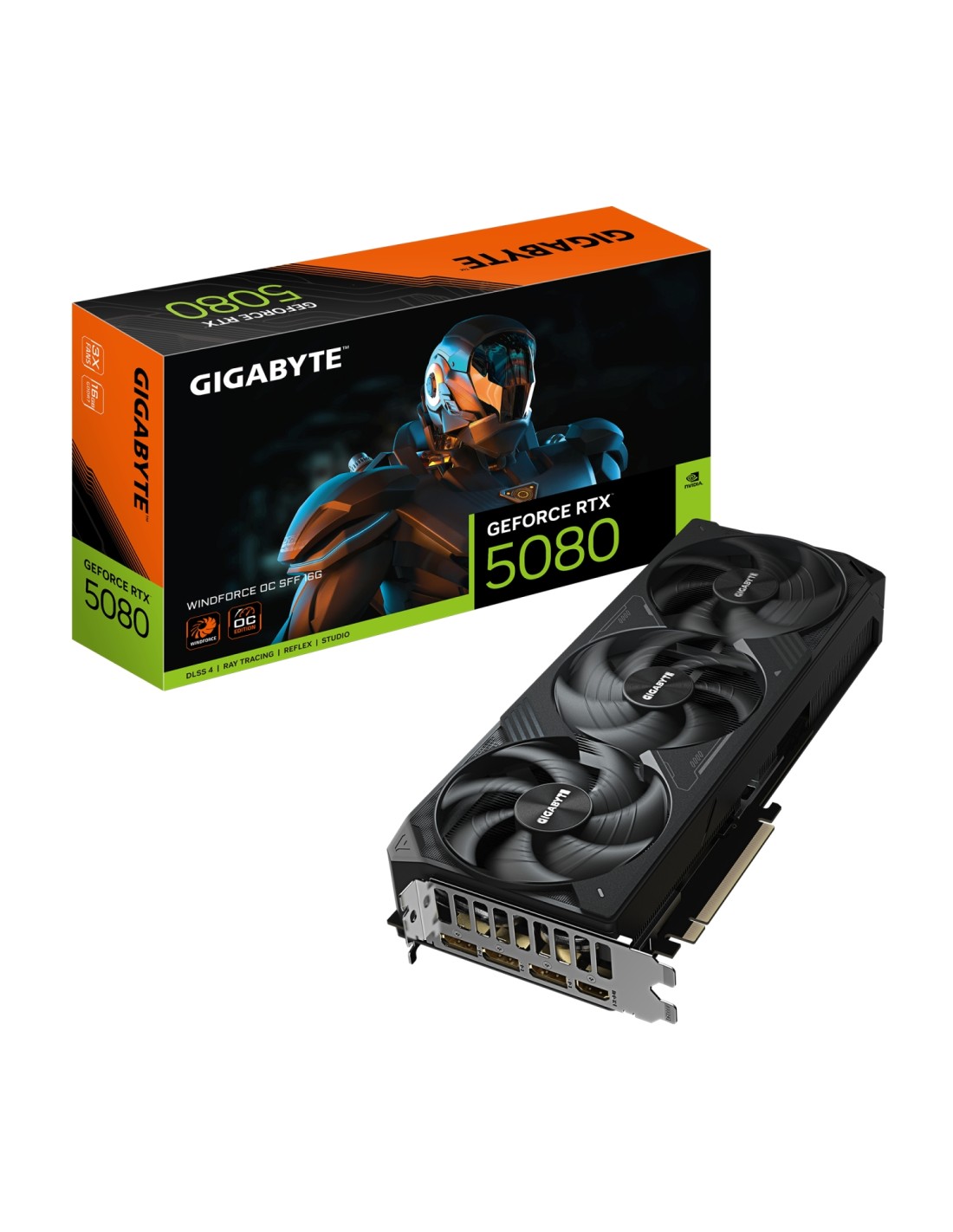 GIGABYTE GeForce RTX 5080 WINDFORCE OC SFF 16G Tarjeta Gráfica - 16GB GDDR7, 256 bits, PCI-E 5.0, 2670MHz Frecuencia Base, 3 x D