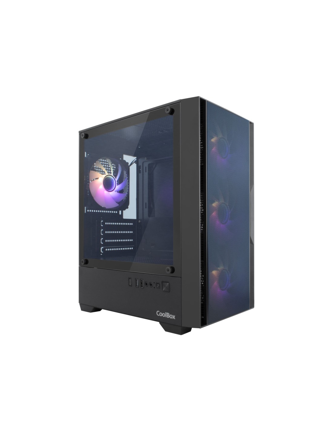 CoolBox GAMING CAJA MATX GM220 FUSION NEGRA MESH USB-C 3.2 GEN1 SIN FTE+ 4 VENT. ARGB
