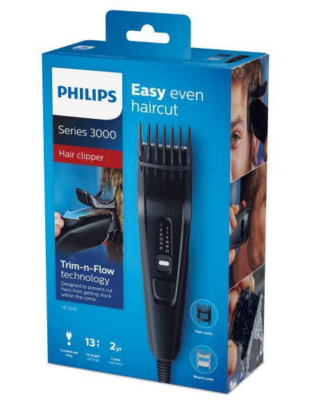 PHILIPS HAIRCLIPPER 3000 CORTAPELOS 2PEINES NEGRO HC3510/15