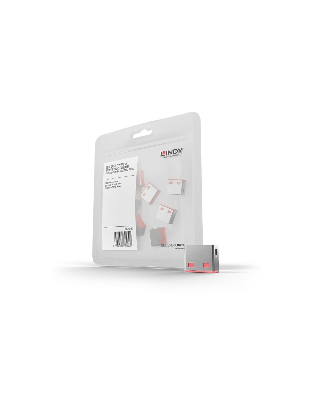 Lindy 40460 bloqueador de puerto USB tipo A Rosa Acrilonitrilo butadieno estireno (ABS) 10 pieza(s)