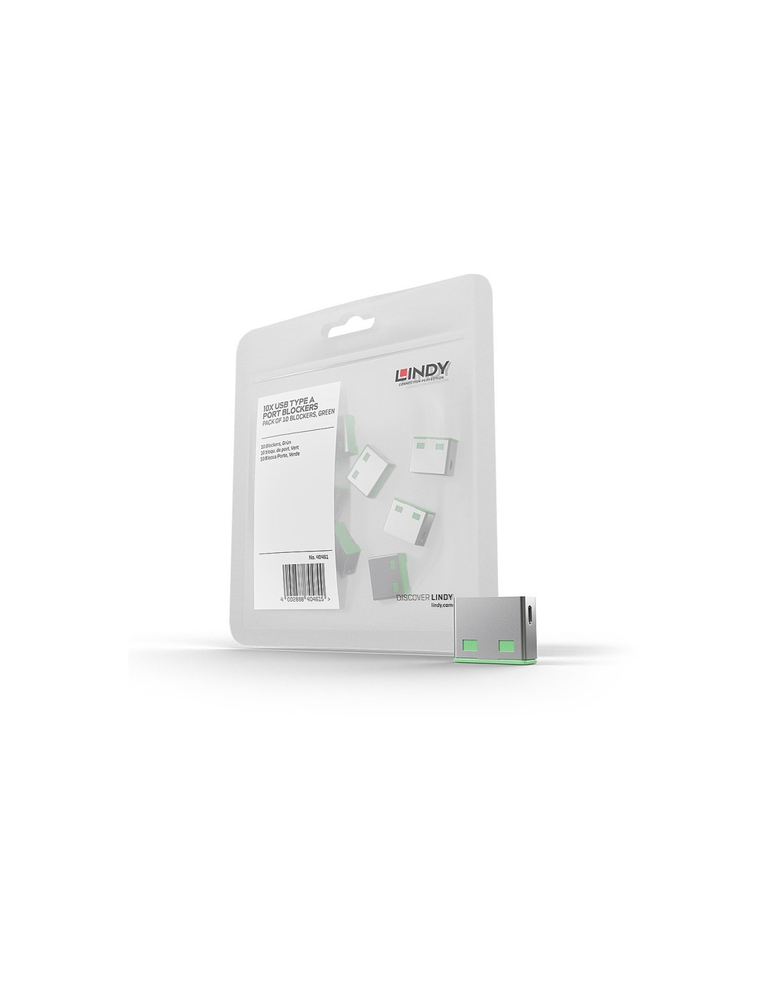 Lindy 40461 bloqueador de puerto USB tipo A Verde Acrilonitrilo butadieno estireno (ABS) 10 pieza(s)