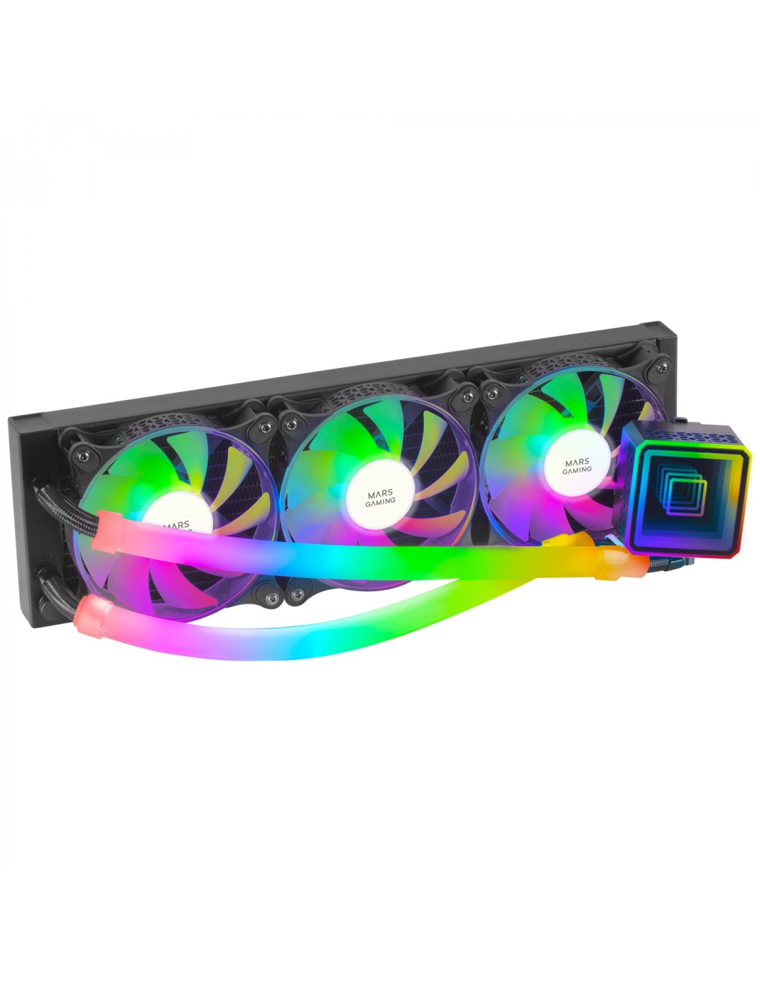 Mars Gaming ML-ULTRA360 Negro Refrigeración LÍquida CPU TDP 650W Espejo Infinito 3 Ventiladores Silenciosos FDB ARGB Tubos ARGB