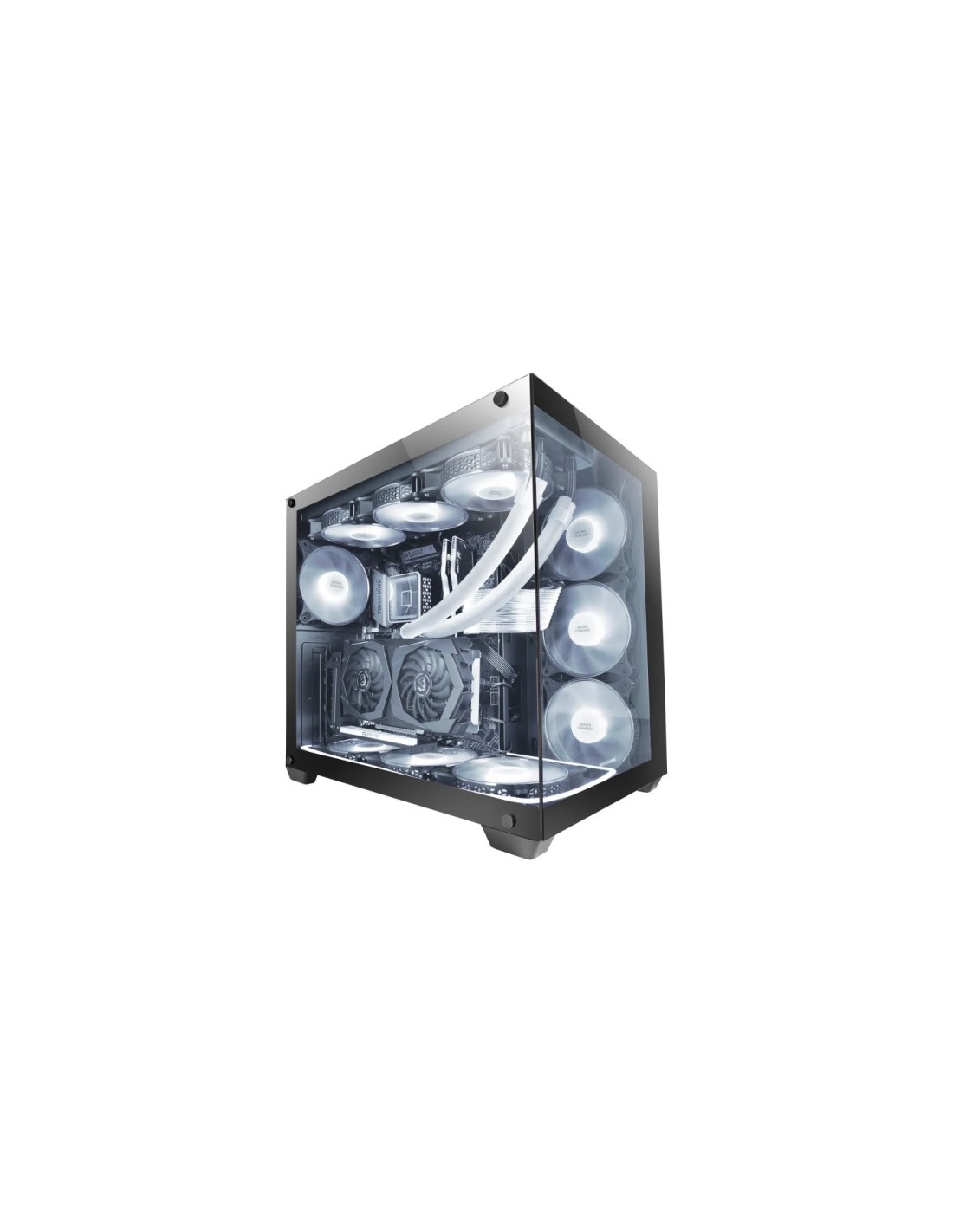 Mars Gaming MCV4 Negro Torre Gaming Custom XXL E-ATX Ventana Cristal Templado Lateral y Frontal Sin Marco Estructura Modular Dob