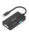 AISENS Conversor USB-C A DVI/HDMI/VGA, USB-C/M-DVI/H-HDMI/H-VGA/H, Negro, 15cm