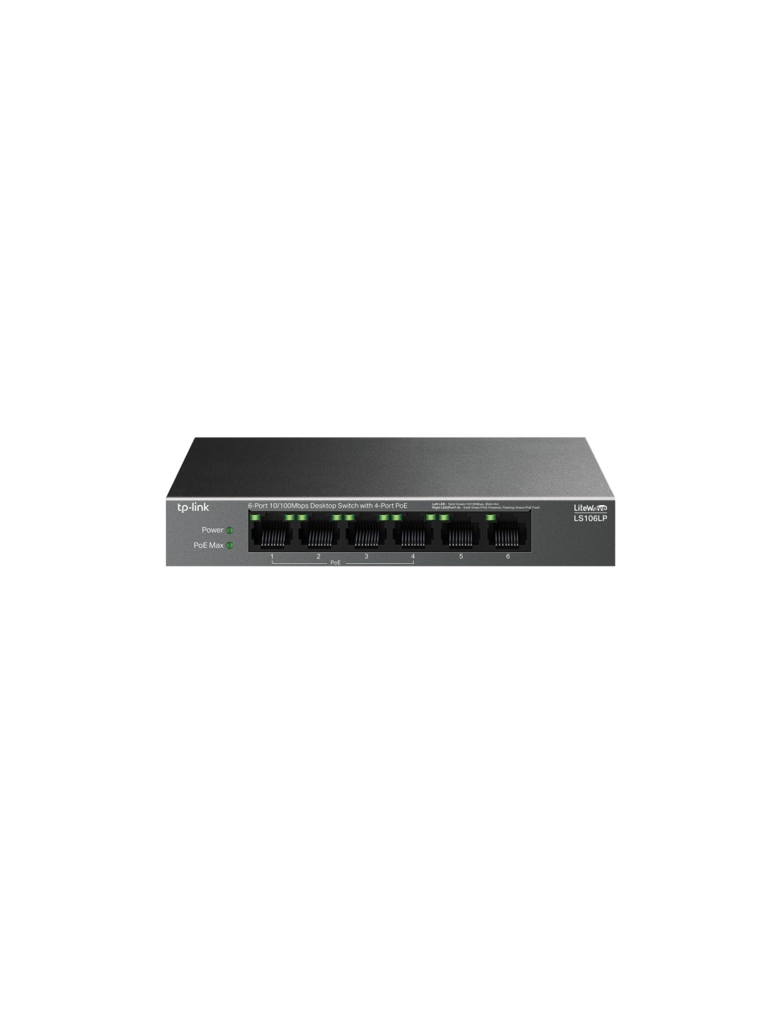 TP-Link LiteWave LS106LP switch No administrado Fast Ethernet (10/100) Energía sobre Ethernet (PoE) Negro