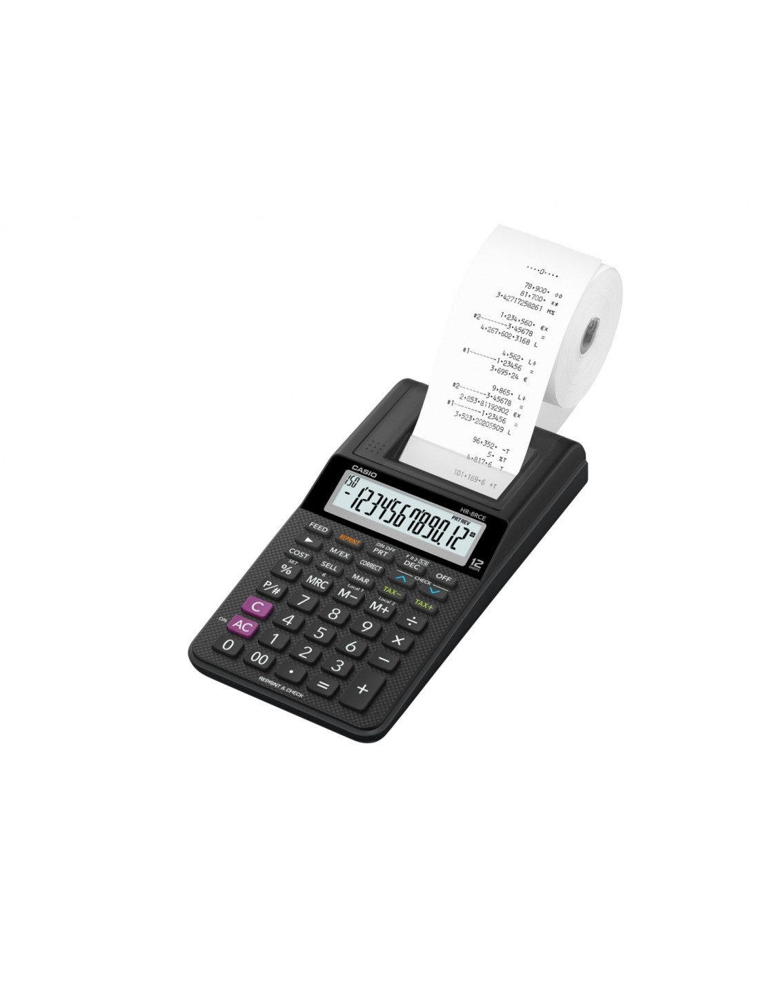 Casio HR-8RCE calculadora Escritorio Calculadora de impresión Negro