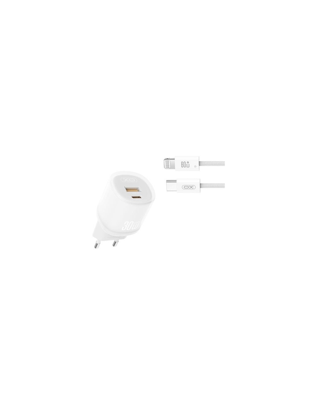 CARGADOR CARGA RÁPIDA 30W USB-A/USB-C CABLE LIGHTNING