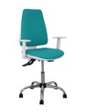 Piqueras y Crespo Silla Elche blanca asincro bali turquesa brazos regulables ruedas de parqué