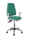 Piqueras y Crespo Silla Elche blanca asincro bali verde esmeralda brazos regulables ruedas de parqué