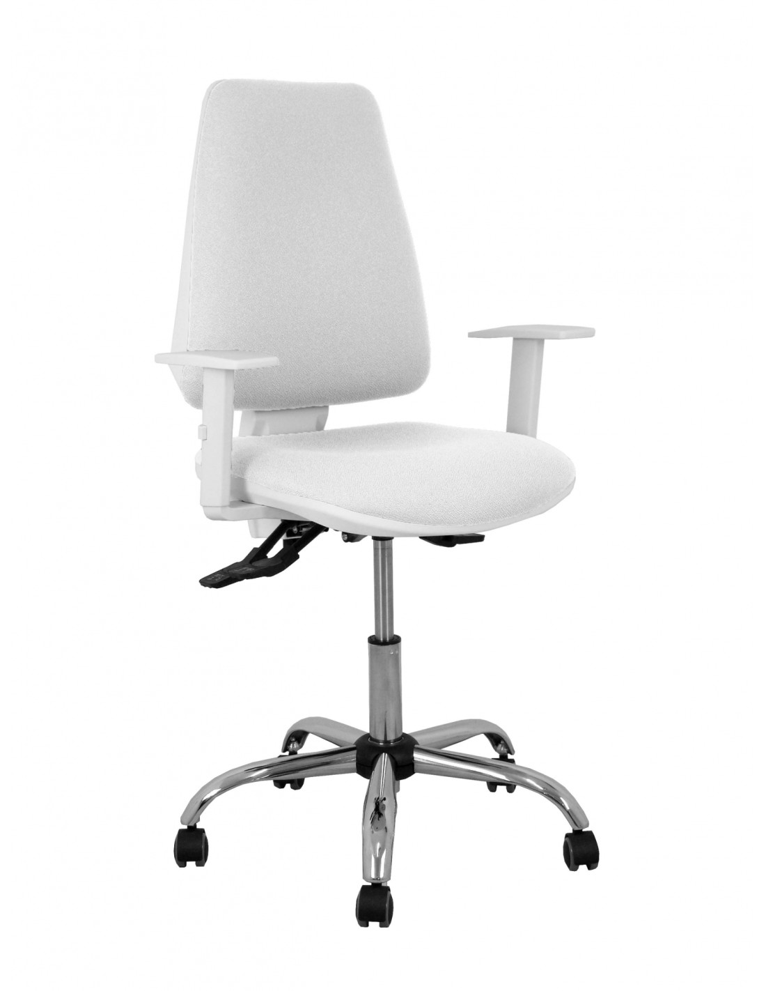 Piqueras y Crespo Silla Elche blanca asincro bali blanco brazos regulables ruedas de parqué