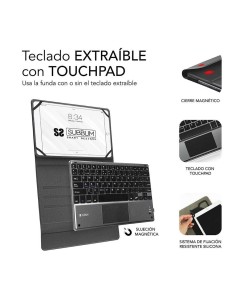 FUNDA TECLADO BT UNIVERSAL CON TOUCH PAD SUBBLIM 10.1"-10.8"