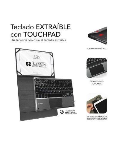 FUNDA TECLADO BT UNIVERSAL CON TOUCH PAD SUBBLIM 10.1"-10.8"