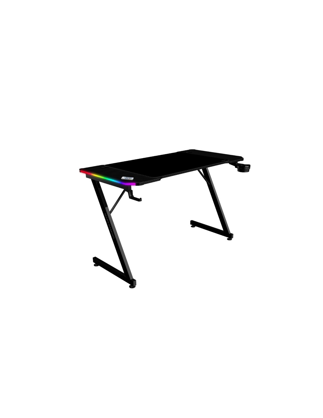 Mars Gaming MGD-X120RGB, Mesa Gaming Ergonómica, Iluminación ARGB con Mando, Fibra de Carbono, Alfombrilla XXL, Soporte Auricula