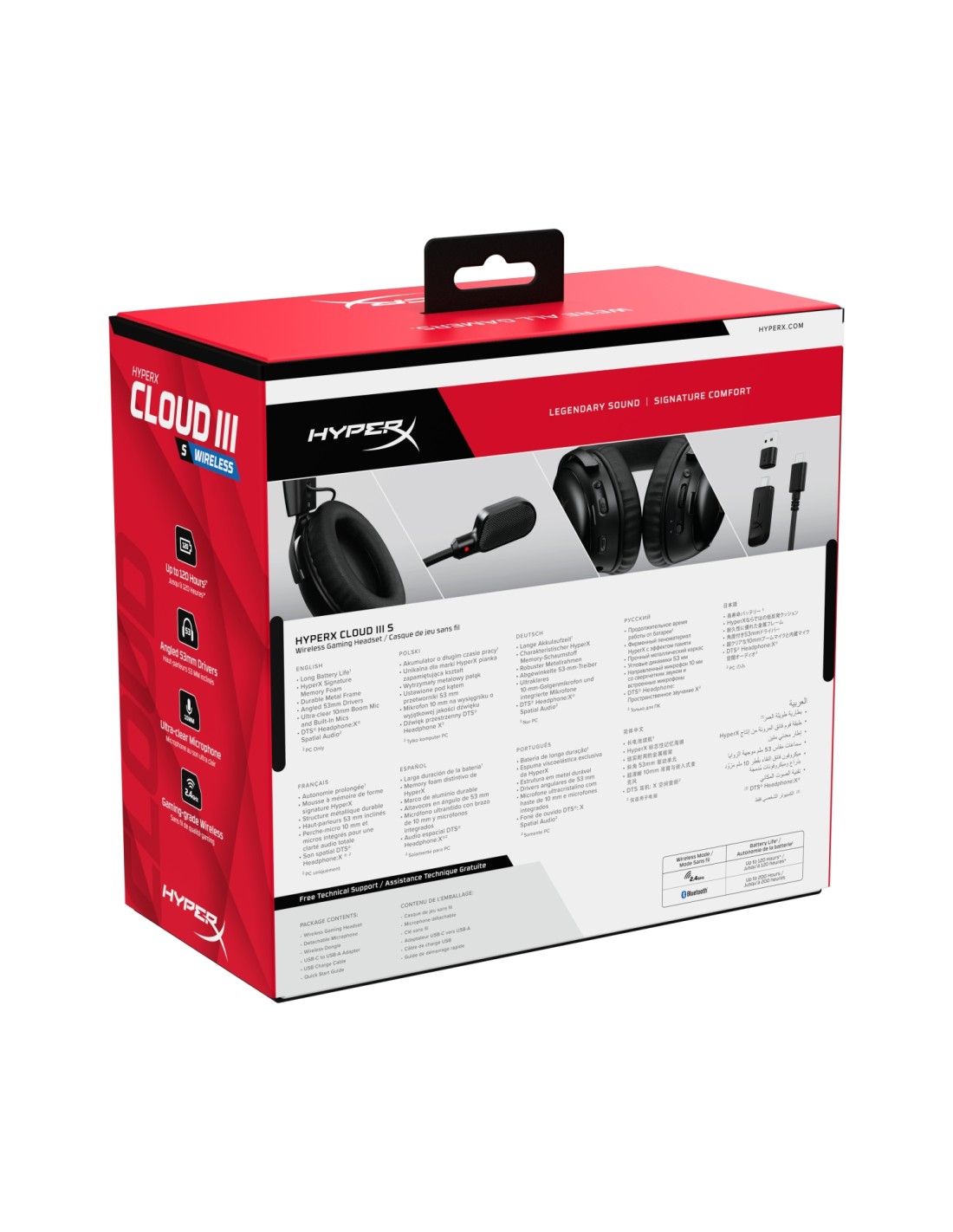 HyperX Auriculares gaming inalámbricos Cloud III S negros-rojos