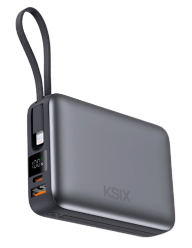 KSIX BATERÍA AUXILIAR 20.000MAH 22,5W CABLE USB-C + LIGHTNING