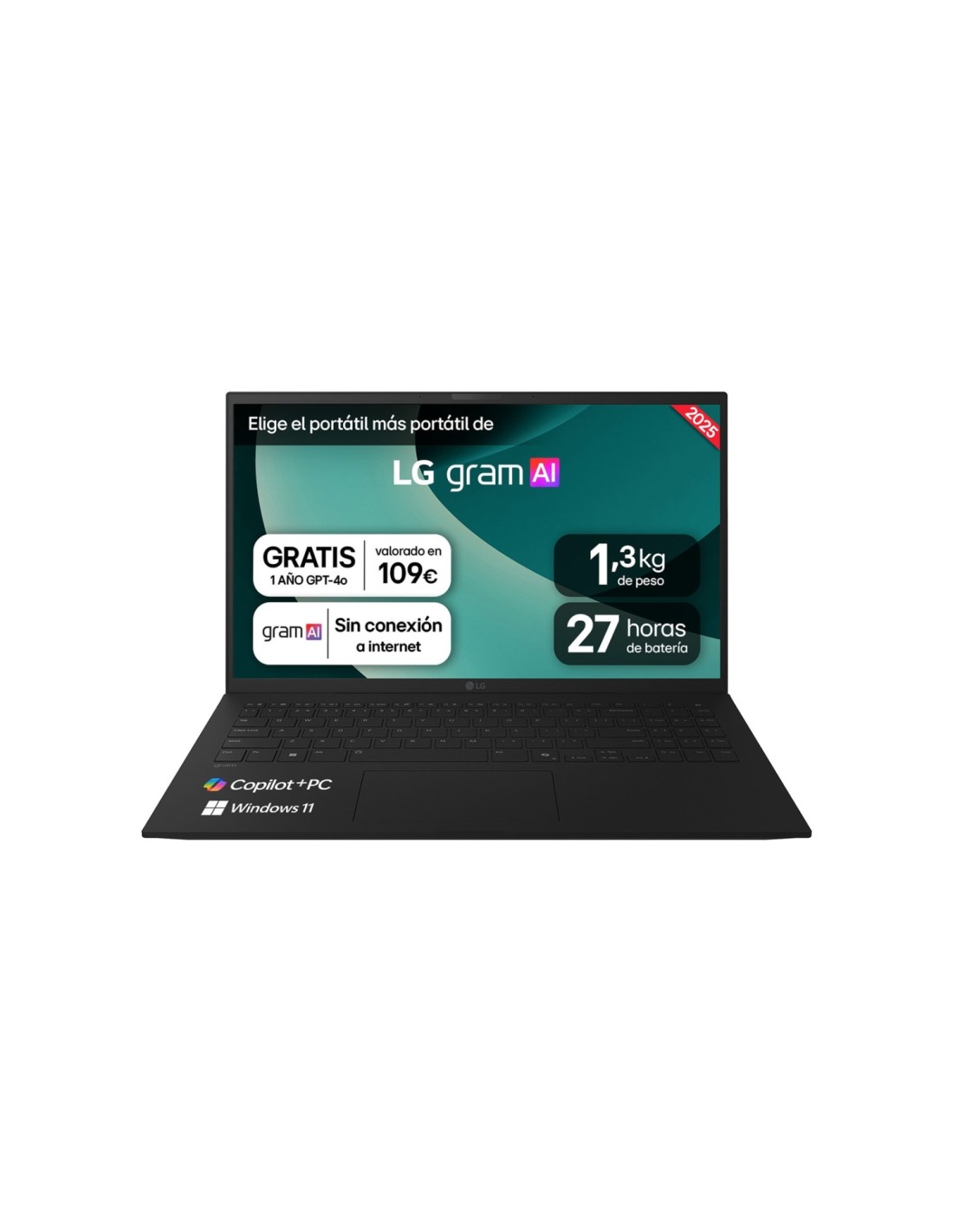LG Gram 15Z80T-G.AS58B ordenador portatil Copilot+ PC AMD Ryzen AI 5 340 Portátil 38,1 cm (15") Full HD 16 GB LPDDR5-SDRAM 1 TB 