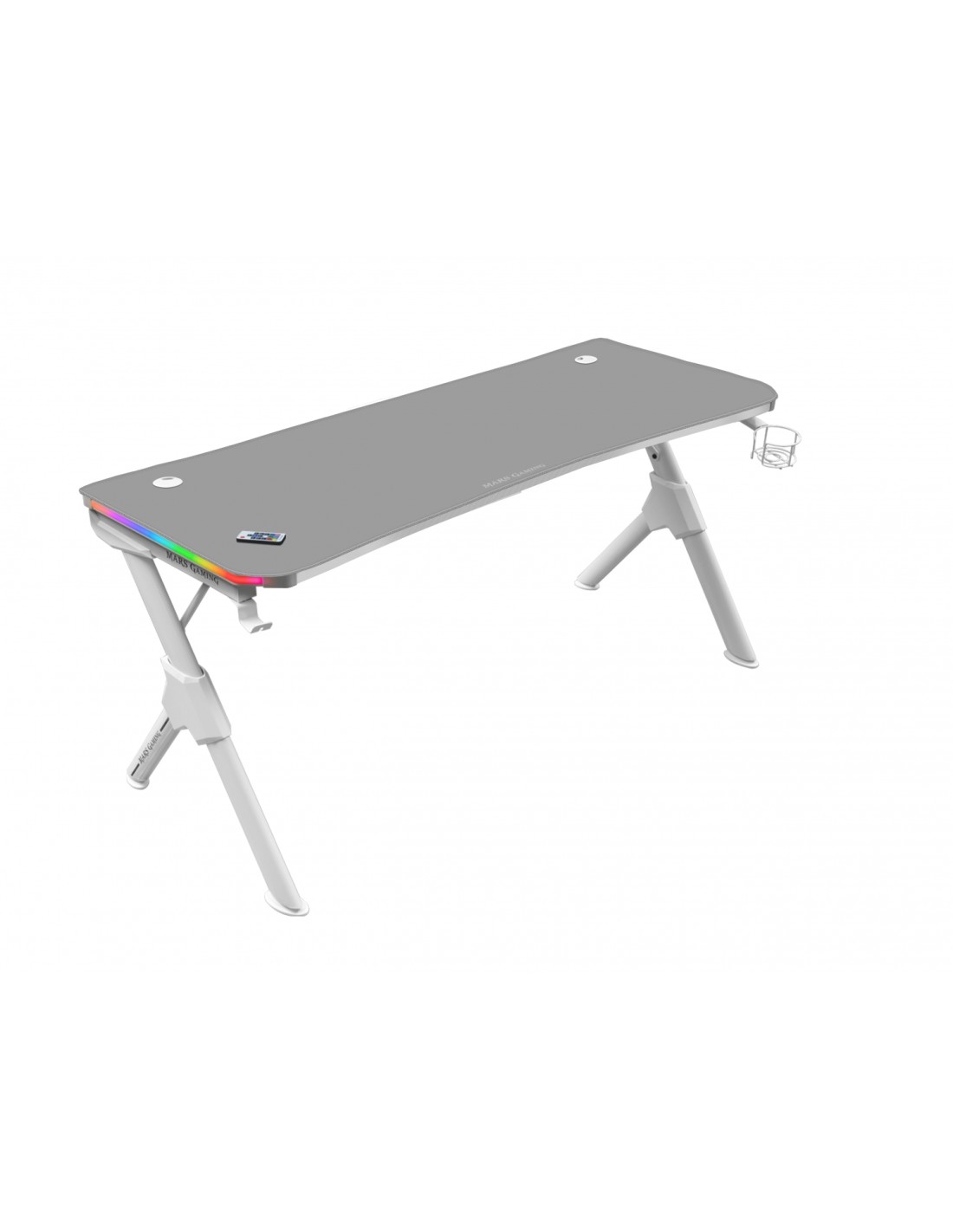 Mars Gaming Mesa Gaming RGB 140cm Soportes Extra Alfombrilla Total Blanco