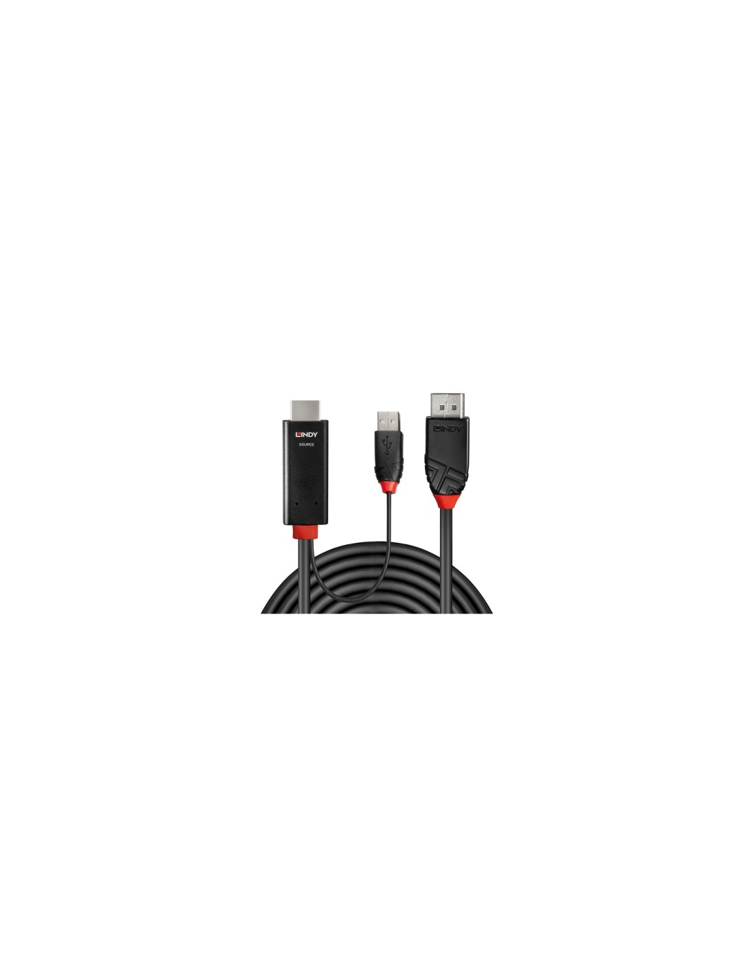 Lindy 41499 adaptador de cable de vÍ­deo 2 m HDMI + USB Type-A DisplayPort Negro