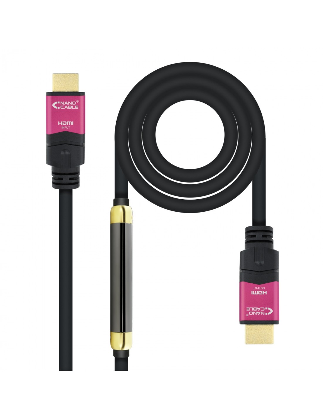 cable nanocable hdmi macho a macho alta velocidad v2.0 repetidor para amplificar señal 25m negro rosa 10.15.3725