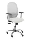 Piqueras y Crespo Silla Cilanco blanca malla blanca asiento bali blanco brazo regulable base cromada ruedas de parque