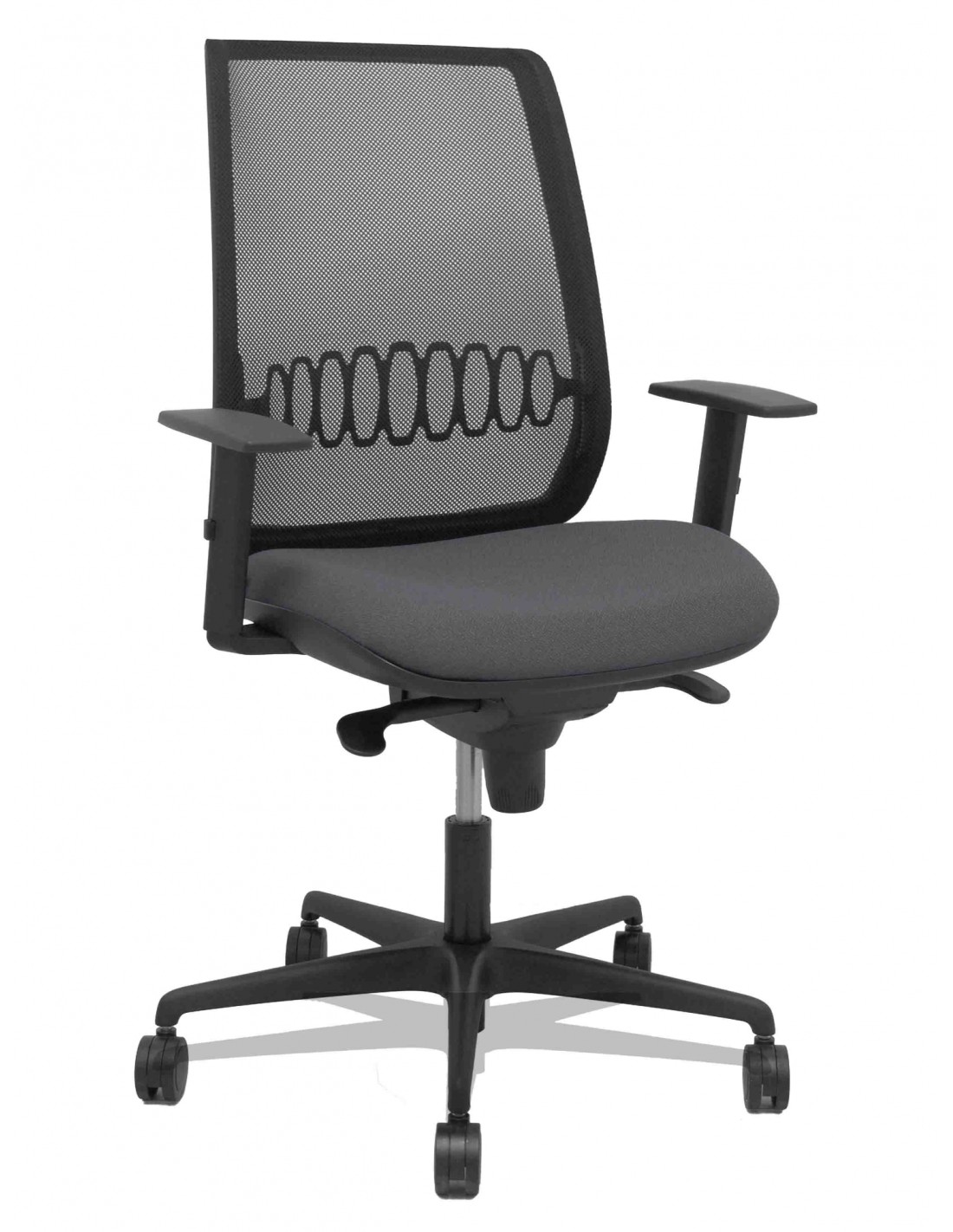 Piqueras y Crespo Silla Alares sincro malla negra bali gris oscuro brazo regulable