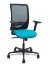 Piqueras y Crespo Silla Zulema sincro malla negra asiento bali turquesa brazos 2D ruedas 65mm