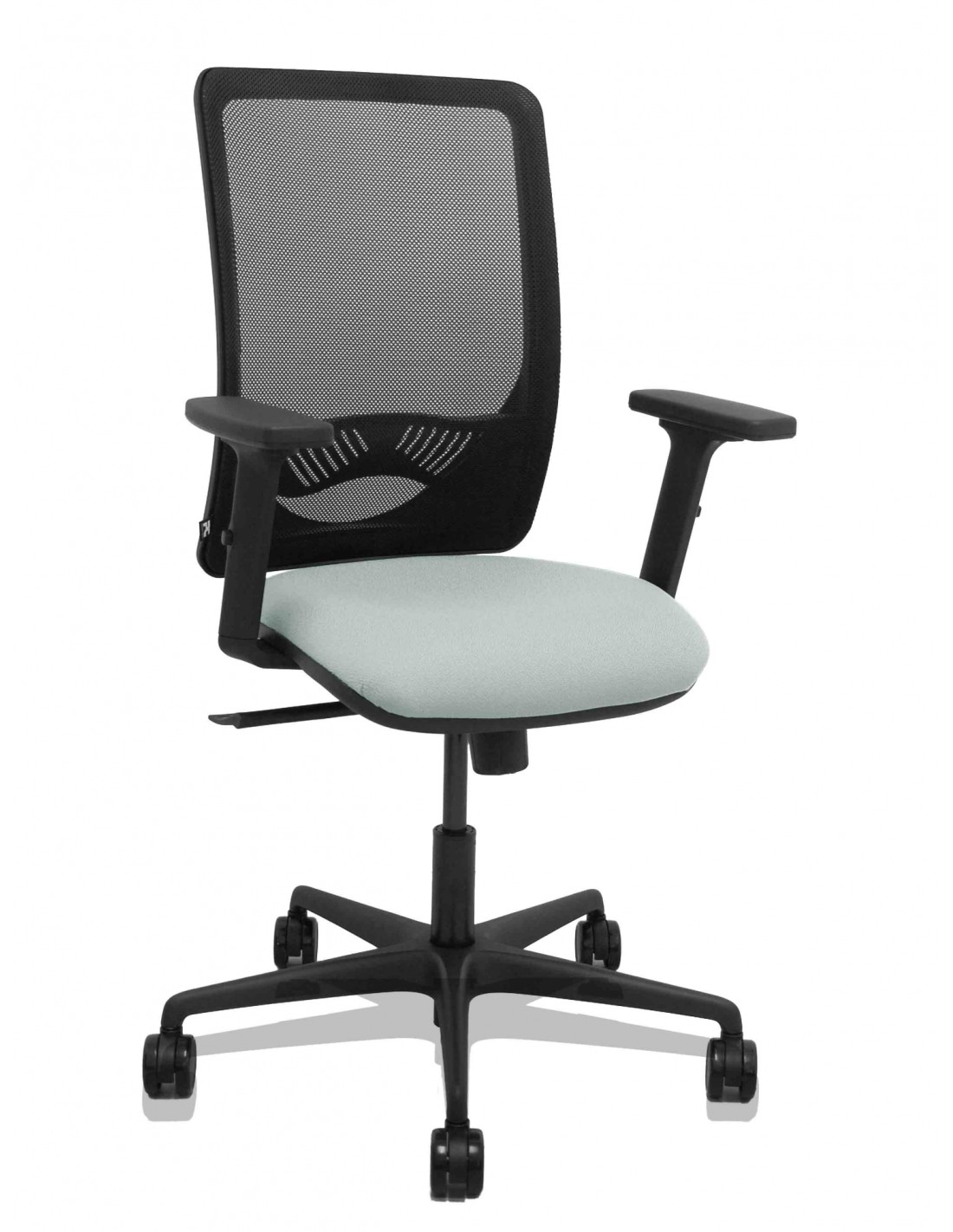 Piqueras y Crespo Silla Zulema sincro malla negra asiento bali gris claro brazos 2D ruedas 65mm