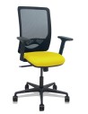 Piqueras y Crespo Silla Zulema sincro malla negra asiento bali amarillo brazos 2D ruedas 65mm