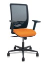 Piqueras y Crespo Silla Zulema sincro malla negra asiento bali naranja brazos 2D ruedas 65mm